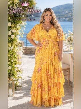 NWT RACHEL Rachel Roy Cape Floral Maxi Dress plus size 18 and 20 💐🌻🌼 D